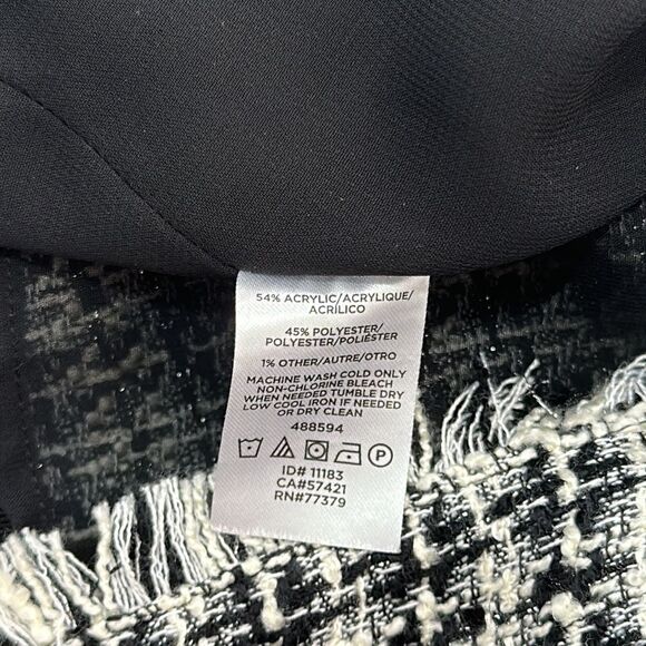 Ann Taylor Fringe Tweed Shell Sleeveless Black/White Top Sz 0 - Picture 11 of 13
